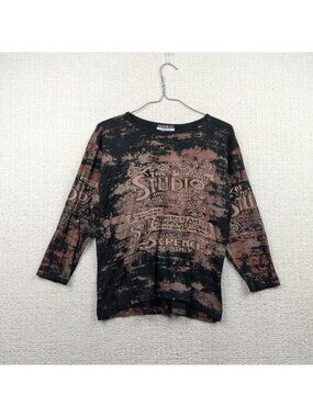 Y2k Rhinestone Mcbling Top Newspaper Artsy Whimsigoth Fairy Goth Grunge Sz L